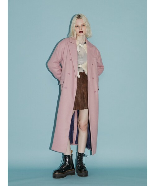 jouetie（ジュエティ）の「ダブルブレストロングコート（チェスターコート・レディース・グレー/ピンク/ネイビー/ブラック/ボルドー・M）」の10枚目の写真