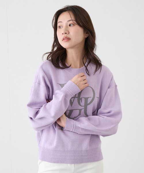 Jayro（ジャイロ）の「ジャガードロゴニットプルオーバー（ニット/セーター・レディース・チャコール/ライトグレー/パープル・F）」の7枚目の写真
