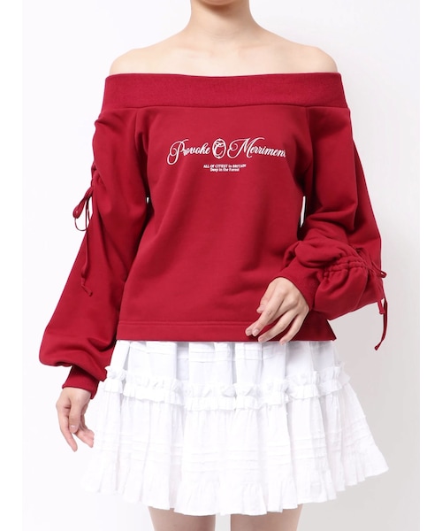 CALNAMUR（カルナムール）の「2WAY オフショルリボンスウェットプルオーバー（スウェット・レディース・ブラック/レッド/ブラウン・F）」の17枚目の写真