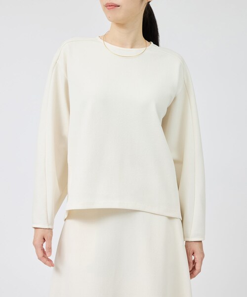 ROPE'（ロペ）の「梨地フォルムカットソー/セットアップ対応【Sサイズフェア対象】（Tシャツ/カットソー・レディース・オフホワイト/ダークブラウン/イエロー系・36/38/M/S）」の21枚目の写真