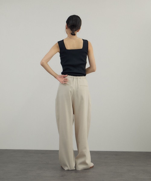 ADAM ET ROPE'（アダムエロペ）の「シルクリブタンクトップ（タンクトップ・レディース・ブラック/オフホワイト/ベージュ・F）」の6枚目の写真