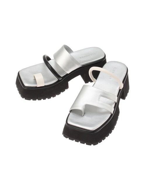 ELENDEEK（エレンディーク）の「ASYMMETRY THONG SANDAL（サンダル・レディース・オフホワイト/ブラック/ミックス・37/38）」の11枚目の写真