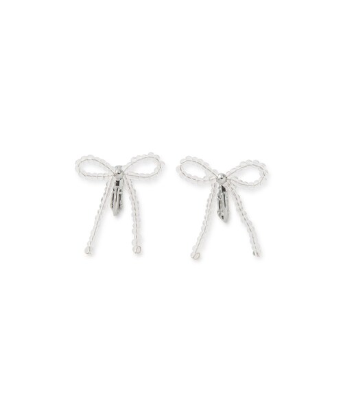 ROPE' PICNIC(ロペピクニック)の「シャイニービーズリボンイヤリング(イヤリング・レディース・ピンク/シルバー・F)」の4枚目の写真