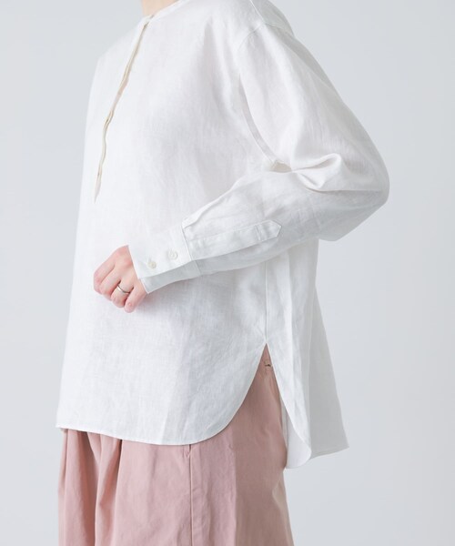 かぐれ（カグレ）の「リネンヘンリーワイドシャツ（シャツ/ブラウス・レディース・OFF/LIGHT GRAY/NAVY・Free）」の15枚目の写真