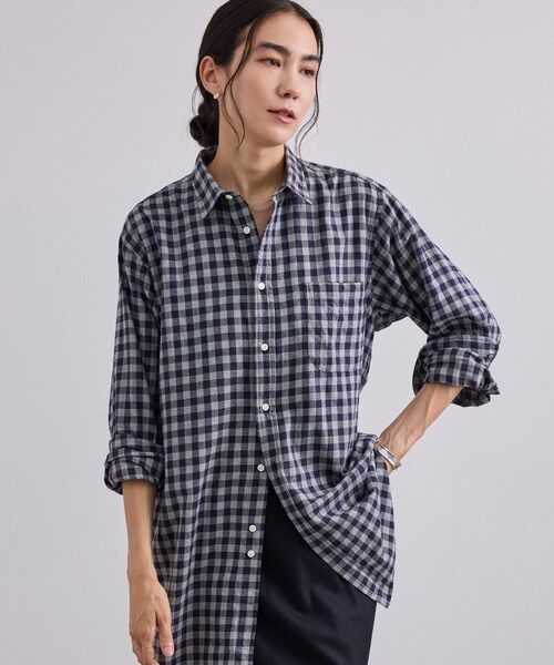 ADAM ET ROPE'(アダムエロペ)の「【INDIVIDUALIZED SHIRTS for SALON】別注フランネルチェックシャツ / グレー(シャツ/ブラウス・レディース・グレー・F)」の4枚目の写真
