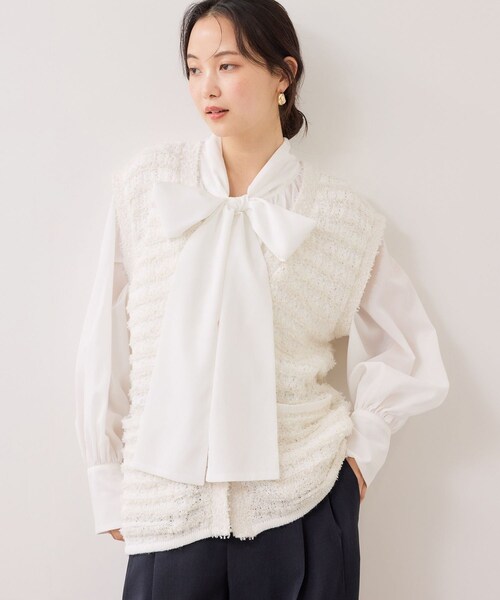 VIS(ビス)の「ツイードニットベスト/イージーケア(ベスト・レディース・キナリ系/ネイビー系・F)」の12枚目の写真