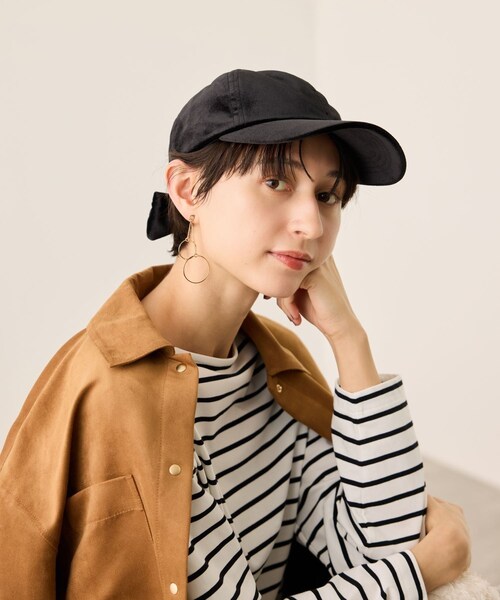 ROPE' PICNIC(ロペピクニック)の「ベロアリボンキャップ(キャップ・レディース・ブラック/ベージュ・F)」の4枚目の写真