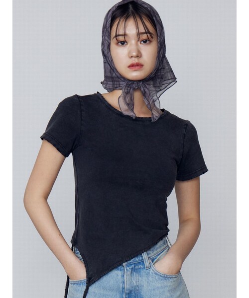 EMODA（エモダ）の「ハングストリングTシャツ（Tシャツ/カットソー・レディース・ホワイト/ブラック/ネイビー・F）」の4枚目の写真