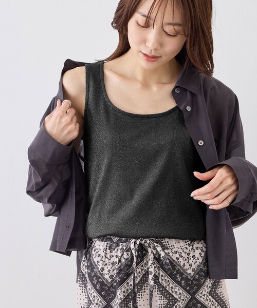 ROPE' PICNIC(ロペピクニック)の「ラメテレコタンクトップ(タンクトップ・レディース・ブラック/ホワイト/ブラウン・38)」の2枚目の写真