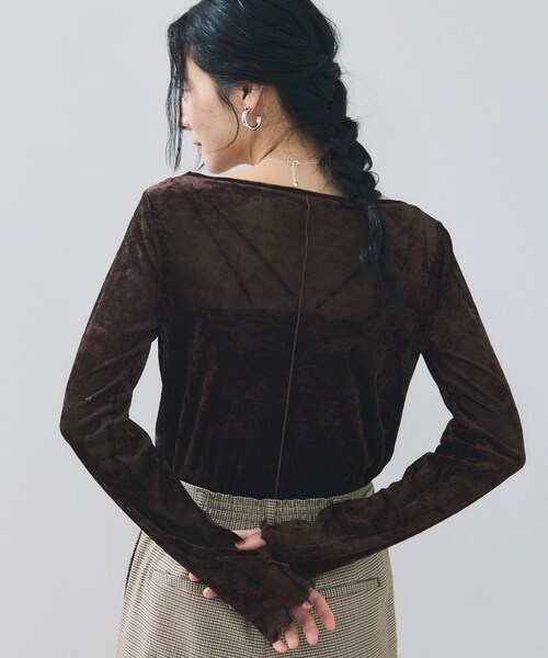 VIS(ビス)の「シアーベロアロングスリーブTシャツ(Tシャツ/カットソー・レディース・グレー/オフホワイト/ダークブラウン/ピンク・F)」の14枚目の写真