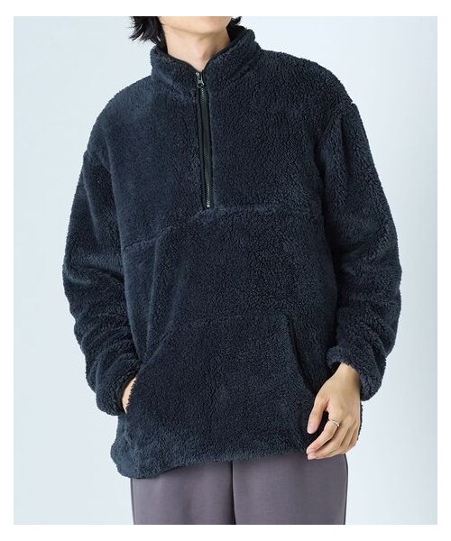 nissen（ニッセン）の「ふわもこボアフリースハーフジッププルオーバー【大きいサイズ有】（スウェット・メンズ・グレー系/ブルーグリーン系/ネイビー・M/L/LL/3L/4L/5L/6L/8L/10L）」の3枚目の写真