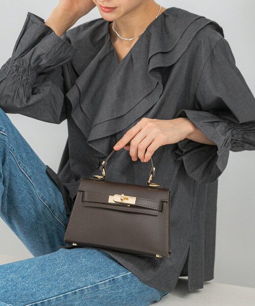 URBAN RESEARCH ROSSO（アーバンリサーチロッソ）の「AULENTTI　クラスプ トップハンドル バッグ（ハンドバッグ・レディース・DK BROWN/RED・Free）」の4枚目の写真