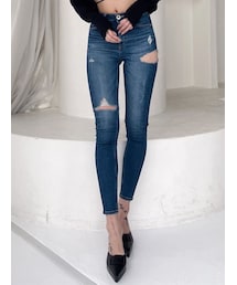 GYDA | M/W SIDE RIPPEDスキニーデニムパンツ(デニムパンツ)