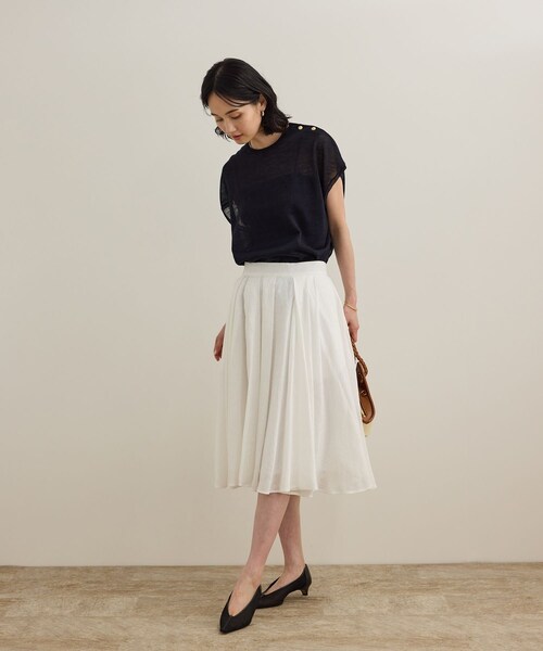 ROPE'（ロペ）の「ラミー フレンチスリーブプルオーバー/サマーニット（ニット/セーター・レディース・ベージュ/ネイビー/ブルー・F）」の15枚目の写真