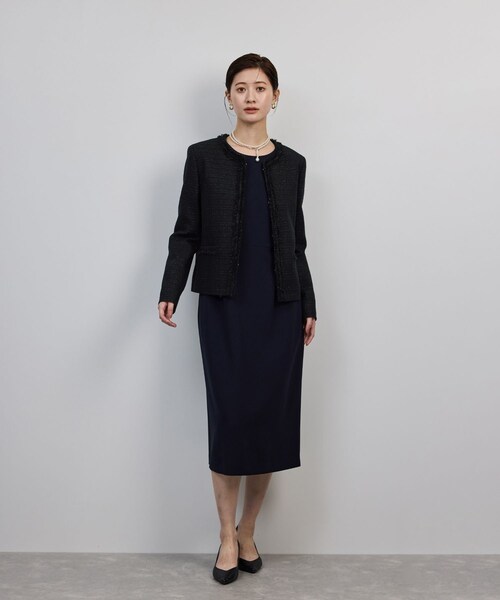 ROPE'(ロペ)の「ミックスツイードノーカラージャケット/セットアップ対応・25AW(ノーカラージャケット・レディース・ネイビー・36/38/40)」の12枚目の写真