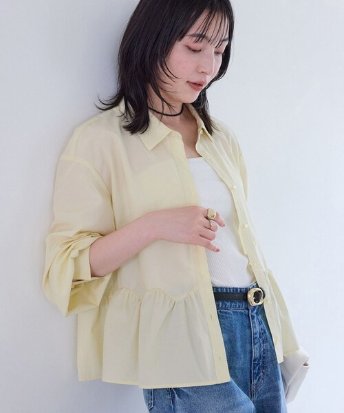 VIS(ビス)の「ウエーブヘムペプラムシャツ(シャツ/ブラウス・レディース・ホワイト/ブルー/イエロー・F)」の18枚目の写真