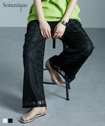 nissen | 総チェック柄メッシュワイドパンツ ［Soiunique］(パンツ)