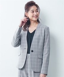 7days Life Styling | 【レディーススーツ】セットアップ対応ノーカラージャケット（上下別売・多機能360°ストレッチ素材シリーズ）(スーツジャケット)