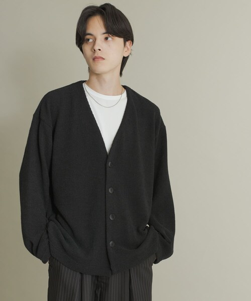 SENSE OF PLACE by URBAN RESEARCH（センスオブプレイスバイアーバンリサーチ）の「ウールタッチジャージカーディガン（カーディガン/ボレロ・メンズ・BLACK/GRAY/MINT・M/L）」の5枚目の写真