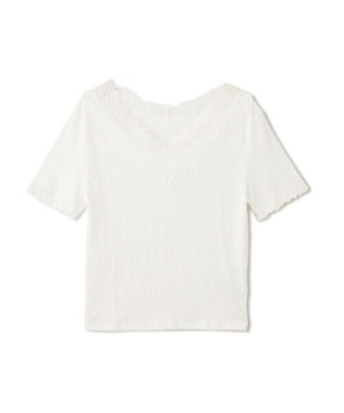 Jayro(ジャイロ)の「レーストリミング半袖Tシャツ(Tシャツ/カットソー・レディース・ブラック/グレー/ホワイト系・M)」の1枚目の写真