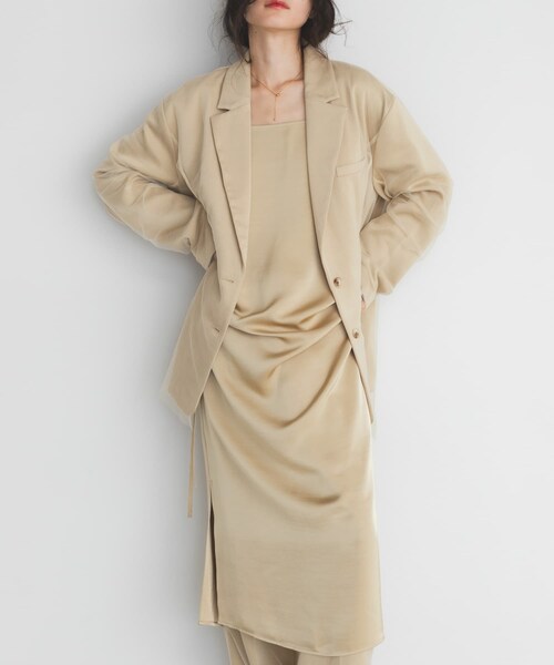 KBF（ケイビーエフ）の「サテンチュールジャケット（テーラードジャケット・レディース・BEIGE/BROWN・One）」の18枚目の写真