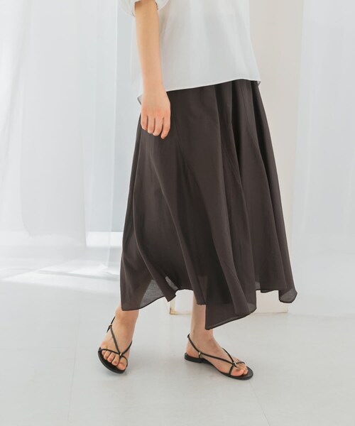 URBAN RESEARCH ROSSO（アーバンリサーチロッソ）の「コットンシルクヘムデザインギャザースカート（スカート・レディース・red/sax/darkbrown・FREE）」の9枚目の写真