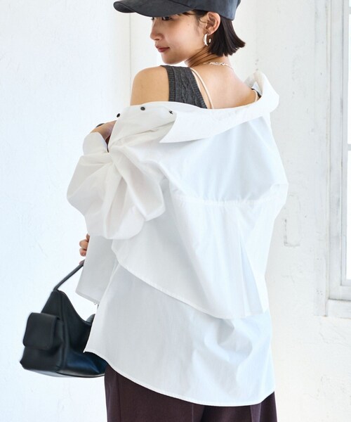 VIS(ビス)の「裾ティアードオーバーシャツ/UVケア・イージーケア(シャツ/ブラウス・レディース・ホワイト/ダークブラウン/ライトグリーン/サックス・F)」の19枚目の写真