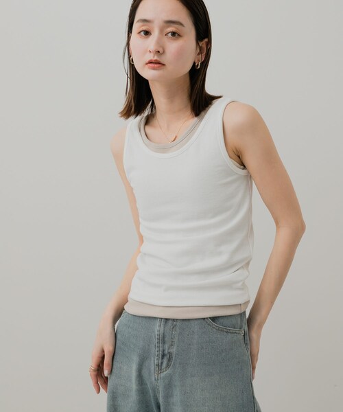SENSE OF PLACE by URBAN RESEARCH（センスオブプレイスバイアーバンリサーチ）の「2WAYタンクトップ（タンクトップ・レディース・OFF WHITE/BLACK/GREIGE・one）」の5枚目の写真