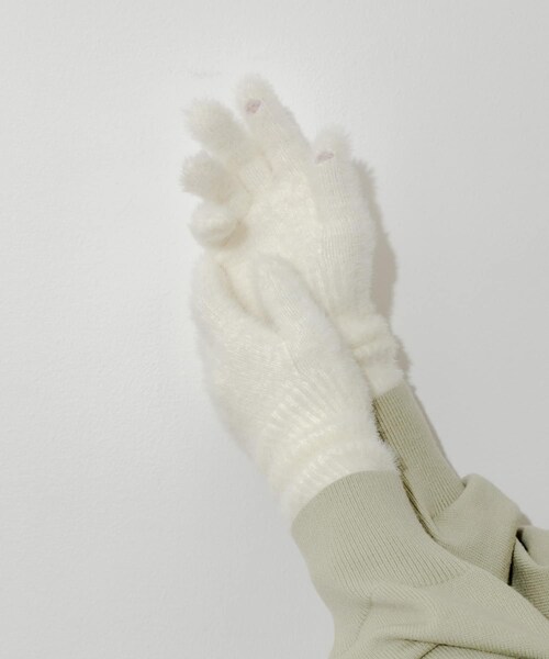 SMELLY（スメリー）の「シャギーニットロンググローブ（ベルト・レディース・L.GRY/WHT/L.BLU・-）」の6枚目の写真