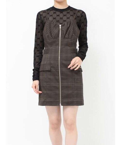 MURUA（ムルーア）の「フロントZIPミニジャンスカ（ジャンパースカート・レディース・ブラック/ブラウン・F）」の6枚目の写真