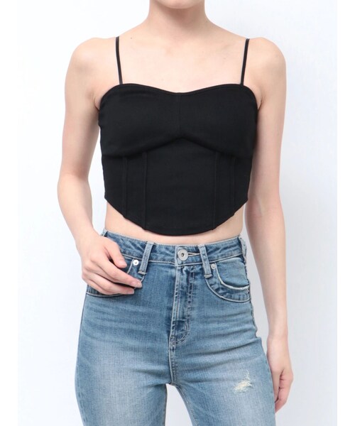 GYDA（ジェイダ）の「コルセットデザインテレコビスチェ（キャミソール・レディース・オフホワイト/ブラック・F）」の4枚目の写真