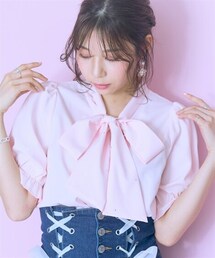 marun | ＜大きいサイズ＞ビジュー付リボンタイブラウス marun(シャツ/ブラウス)