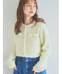 dazzlin | ツイードライクショートニットジャケット(ノーカラージャケット)