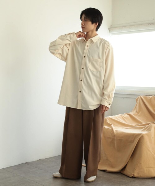 SENSE OF PLACE by URBAN RESEARCH（センスオブプレイスバイアーバンリサーチ）の「コーデュロイルーズシャツ（シャツ/ブラウス・メンズ・IVORY/BLACK/BLUE/L.KHAKI・M/L）」の10枚目の写真