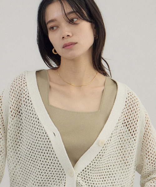 ADAM ET ROPE'（アダムエロペ）の「シルクリブタンクトップ（タンクトップ・レディース・ブラック/オフホワイト/ベージュ・F）」の5枚目の写真