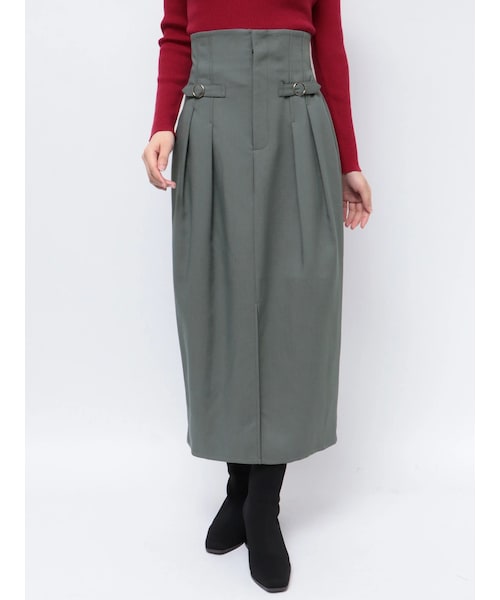 dazzlin（ダズリン）の「ベルトコルセットスラックスライクスカート（スカート・レディース・アイボリー/チャコールグレー/ピンク/グリーン・S/M/L）」の14枚目の写真