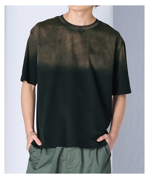 nissen（ニッセン）の「綿１００％グラデーションオーバーサイズ5分袖Tシャツ【大きいサイズ有】（Tシャツ/カットソー・メンズ・グレー系/黒系・M/L/LL/3L/4L/5L/6L/8L/10L）」の10枚目の写真
