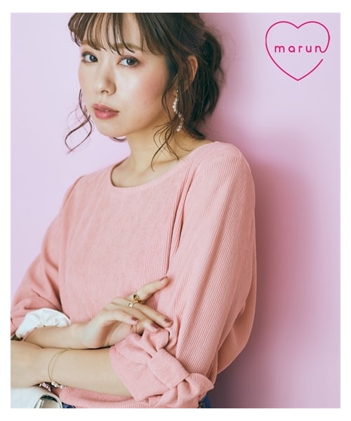 nissen（ニッセン）の「大きいサイズ リボンデザイントップス marun（Tシャツ/カットソー・レディース・オフホワイト/ピンク/黒/モカ・L/LL/3L/4L/5L/6L/8L/10L）」の5枚目の写真