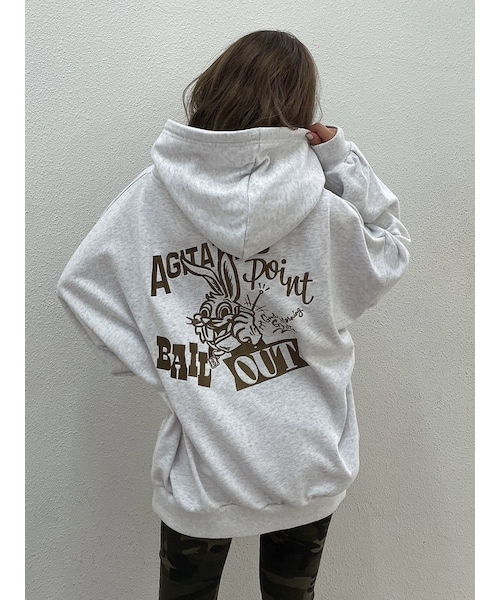 GYDA（ジェイダ）の「CALL BUNNY BIGスウェットパーカー（パーカー・レディース・ピンク/ブラック/ライトグレー/アイスブルー・F）」の2枚目の写真