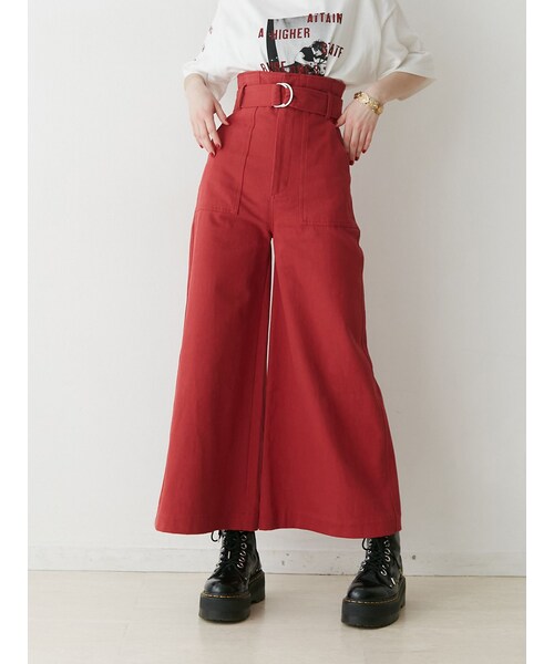 jouetie（ジュエティ）の「スーパーハイウエストワイドパンツ（その他パンツ・レディース・レッド/ブルー/ブラウン/ピンク・S/M）」の3枚目の写真
