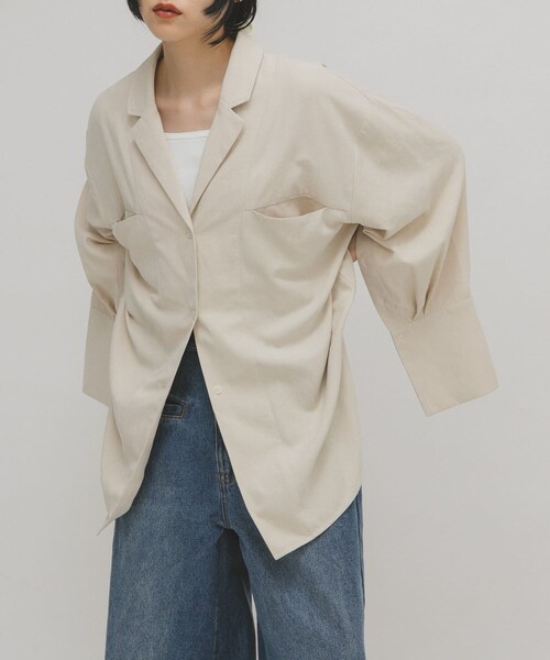 KBF（ケイビーエフ）の「ピーチスキンBIGシャツ（シャツ/ブラウス・レディース・IVORY/BLUE GRAY/CHARCOAL・One）」の7枚目の写真