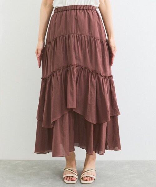 VIS（ビス）の「ボイルティアードスカート（スカート・レディース・ダークブラウン/ブルー系・F）」の12枚目の写真