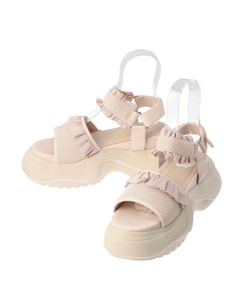 merry jenny（メリージェニー）の「フリルメッシュスニーカーサンダル（サンダル・レディース・アイボリー/ピンク/ブルー/ブラック・S/M/L）」の4枚目の写真