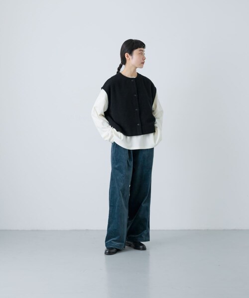 かぐれ（カグレ）の「ナッピングウール2WAYベスト（ベスト・レディース・BLACK/CHARCOAL・FREE）」の10枚目の写真