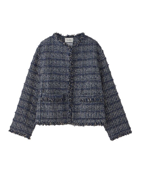 ROPE'(ロペ)の「【一部店舗限定】【LINTON】 ファンシーツイードノーカラージャケット(ノーカラージャケット・レディース・ベージュ系/ネイビー系・36/38)」の16枚目の写真
