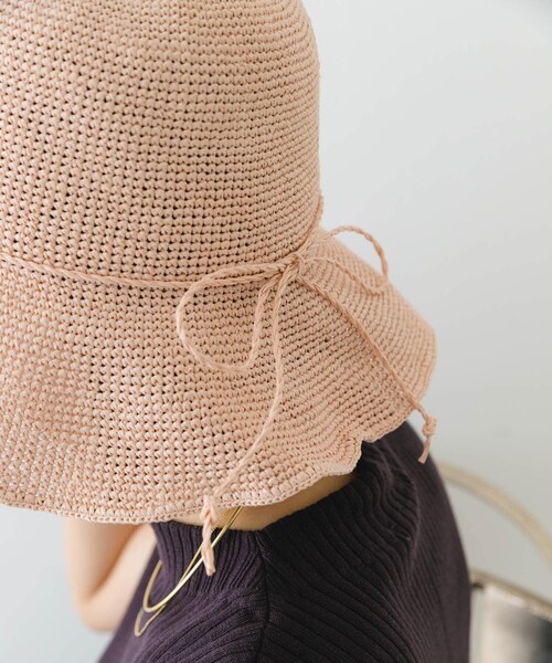 RODE SKO（ロデスコ）の「ペーパーコマ編みハット（ハット・レディース・NATURAL/L.PINK/BROWN・one）」の18枚目の写真