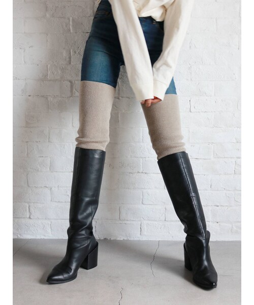 Ungrid（アングリッド）の「リブレッグウォーマー（ソックス/靴下・レディース・ミディアムグレー/オフホワイト・F）」の2枚目の写真
