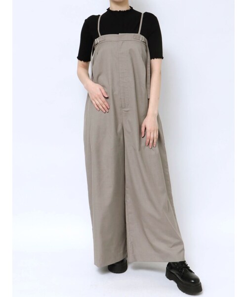 MURUA（ムルーア）の「ワイドベアオールインワン（つなぎ/オールインワン・レディース・グレー/ベージュ/ミックス/モカ・F）」の6枚目の写真