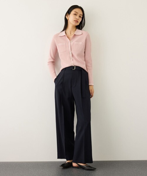 ROPE'(ロペ)の「ポロニットカーディガン/イージーケア(カーディガン/ボレロ・レディース・ブラック/ベージュ/ピンク・F)」の17枚目の写真