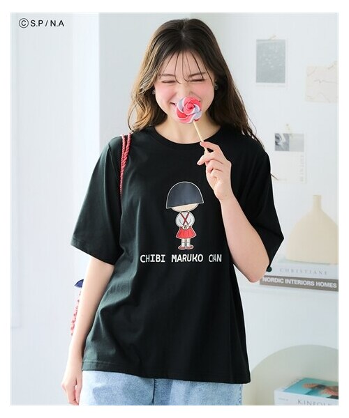 nissen（ニッセン）の「＜大きいサイズ＞【ちびまる子ちゃん】いろいろキャラクタープリントTシャツ（ニット/セーター・レディース・オフホワイト(まるちゃん・たまちゃん)/グレー(家族)/ブルー(クラスメイト)/黒(まるちゃん)・L~LL/3L~4L/5L~6L/8L/10L）」の9枚目の写真